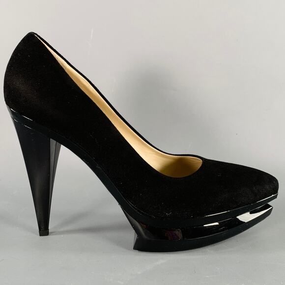 GIANFRANCO FERRE Size 9 Black Suede Platform Pumps - Picture 2 of 10